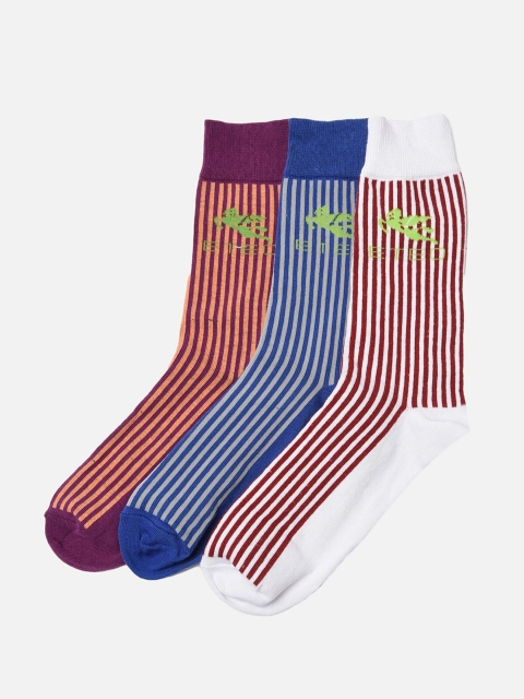

Trendyol Men Pack of 3 Striped Above-Knee Socks, Navy blue