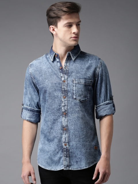 

Moda Rapido Men Blue Faded Casual Shirt