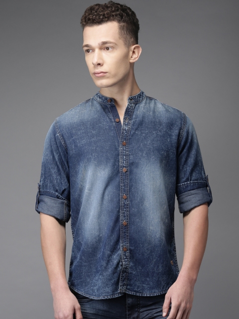 

Moda Rapido Men Blue Faded Casual Shirt