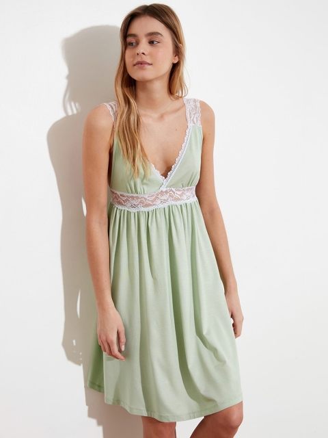 

Trendyol Mint Green Lace Knitted Nightdress