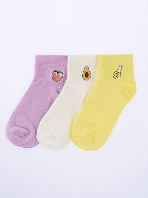 

Trendyol Women Pack of 3 Solid Socks, Lavender