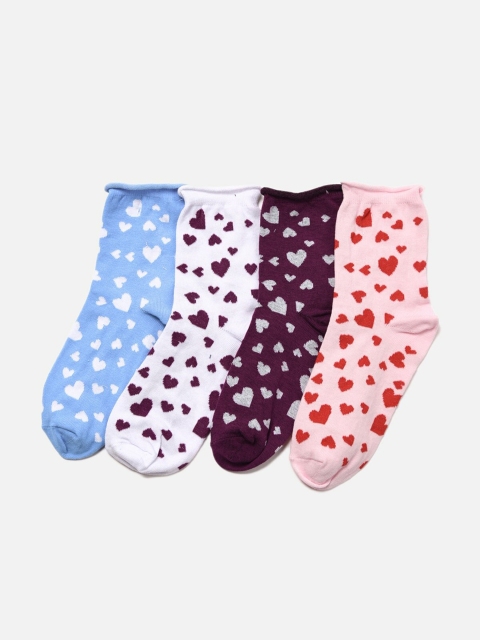 

Trendyol Women Pack of 4 Above-Ankle Pure Cotton Socks, Blue