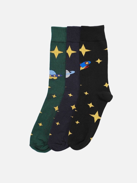 

Trendyol Men Pack of 3 Patterned Above-Ankle Socks, Green
