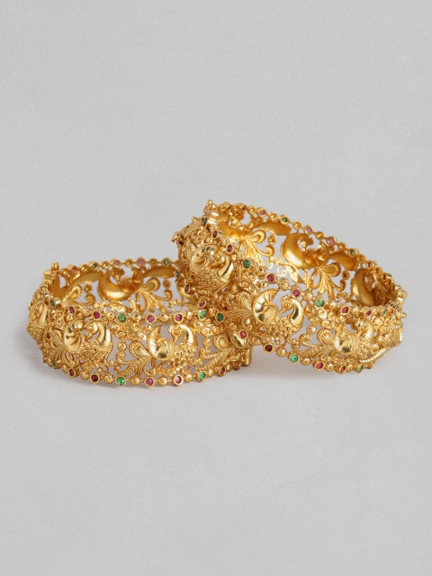 

Peora Set Of 2 Gold Plated Floral Leaf Designer Bangles