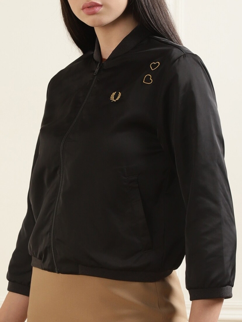 

Fred Perry Women Black Satin Bomber Jacket