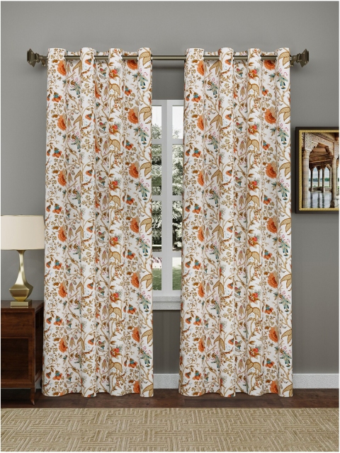 

Gulaab Jaipur Orange & White Set of 2 Floral Door Curtain