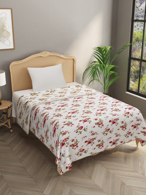 

Gulaab Jaipur White & Green Floral AC Room 350 GSM Single Bed Dohar