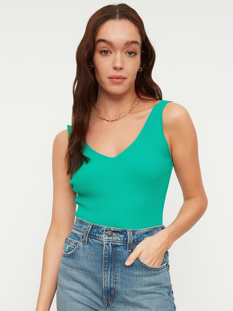 

Trendyol Women Green Ribbed Top