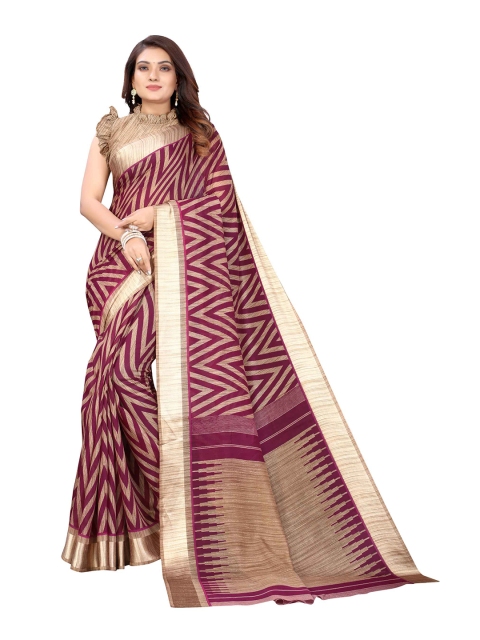 

AADVIKA Purple Geometric Printed Saree