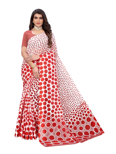 

AADVIKA Red & White Linen Blend Saree