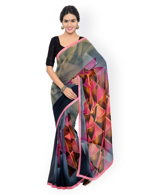 

Shaily Grey Georgette & Dupion Silk Printed Saree
