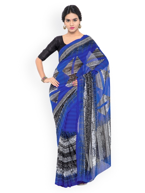 

Shaily Blue Georgette Printed Saree