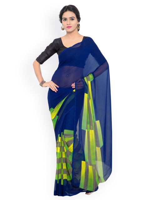 

Shaily Blue & Green Georgette Printed Saree