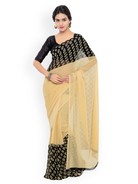 

Shaily Beige & Black Georgette Printed Saree