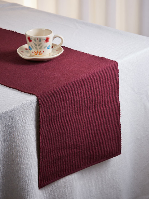 

Fabindia Burgundy Cotton Woven Rib Runner