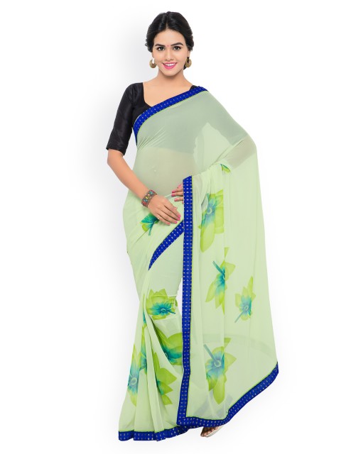 

Shaily Green Georgette Floral Print Saree