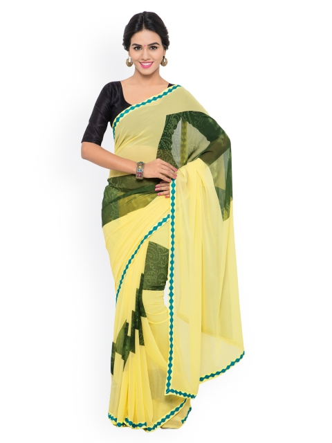 

Shaily Yellow Georgette Printed Saree