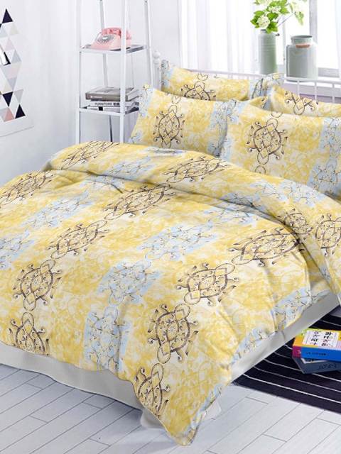 

Ariana Yellow & Brown Floral 300 TC King Bedsheet with 2 Pillow Covers