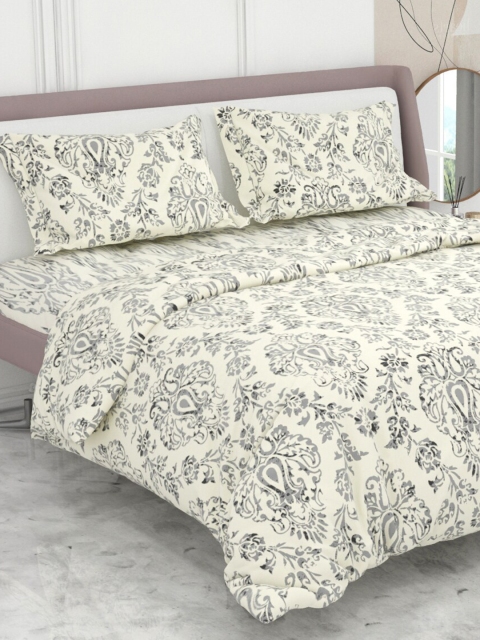 

Ariana Grey Ethnic Motifs King Bedsheet with 2 Pillow Covers