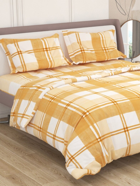 

Ariana Yellow & Cream-Coloured Geometric 400 TC King Bedsheet with 2 Pillow Covers