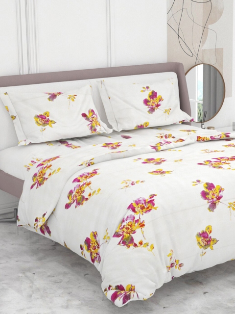 

Ariana White & Red Floral 400 TC King Bedsheet with 2 Pillow Covers