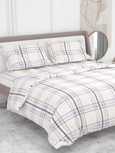 

Ariana White & Purple Geometric 300 TC King Bedsheet with 2 Pillow Covers