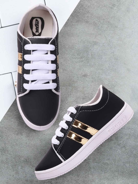 

Longwalk Women Black & Golden Striped Sneakers