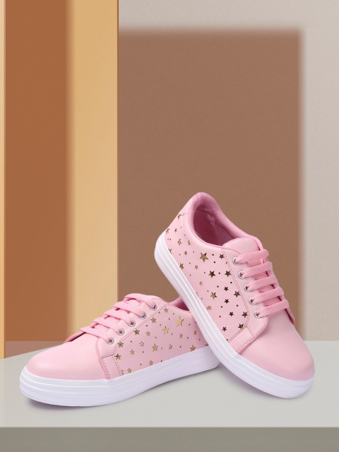 

Longwalk Women Pink & Golden Sneakers