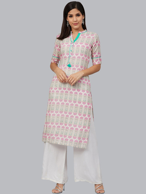 

Bani Women Pink Ethnic Motifs Printed Kurta