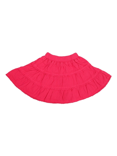 

V-Mart Girls Fuchsia Red Solid Pure Cotton A-Line Midi Skirts