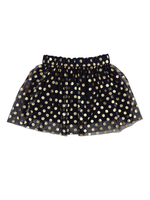 

V-Mart Girls Navy Blue & Gold Toned Printed Pure Cotton Net Skirt