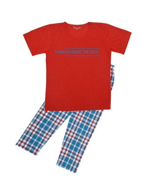 

FUNKRAFTS Kids Red & Blue Printed Pure Cotton Night suit