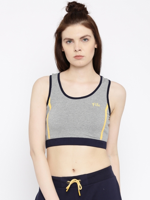 

FILA Women Grey Melange Solid Crop Top