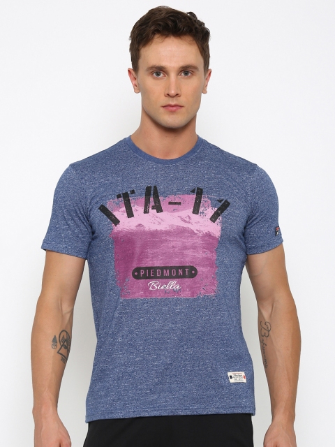 

FILA Men Blue Printed Round Neck T-shirt