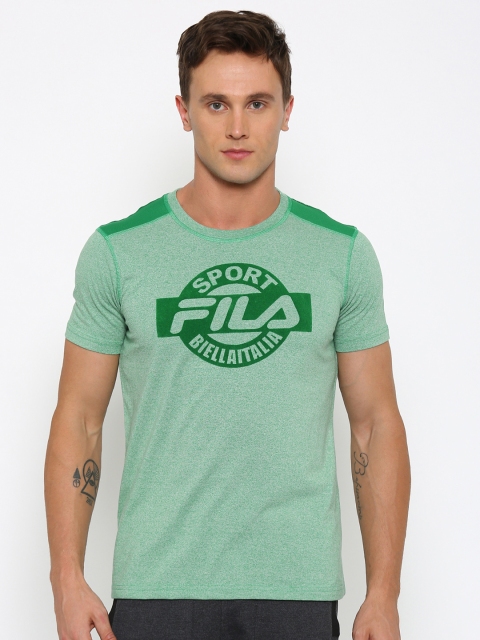 

FILA Men Green Printed Slim Fit Round Neck T-shirt