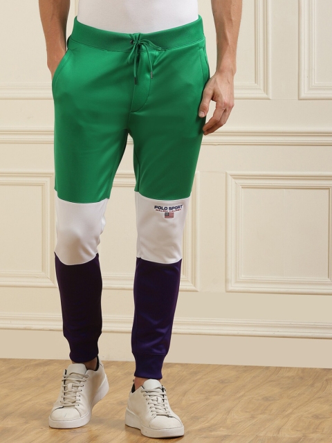 

Polo Ralph Lauren Men Green & White Colourblocked Joggers