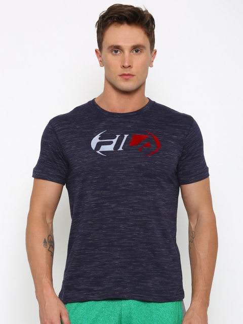 

FILA Men Navy Blue Slim Fit Patterned Round Neck T-shirt