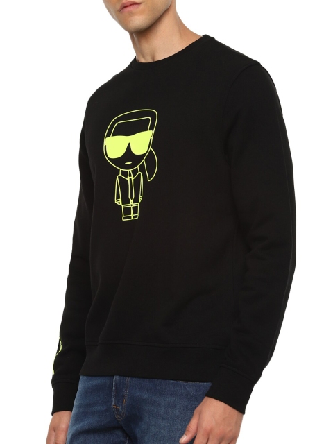 

Karl Lagerfeld Men Black Graphic Printed Pure Cotton Sweatshirt