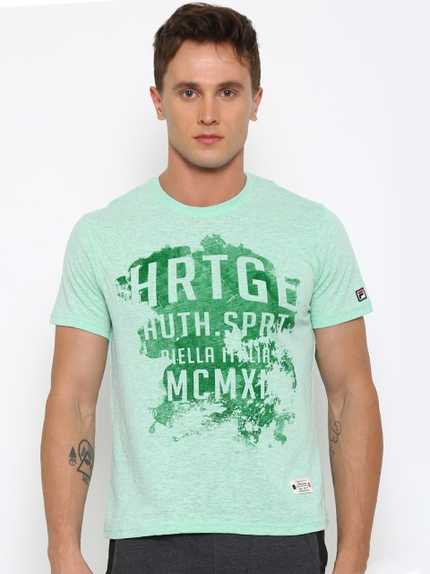 

FILA Men Green Printed Slim Fit Round Neck T-shirt