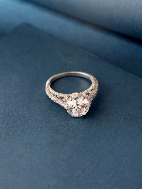 

Hiara Jewels 925 Sterling Silver Tiara Solitaire Band Ring