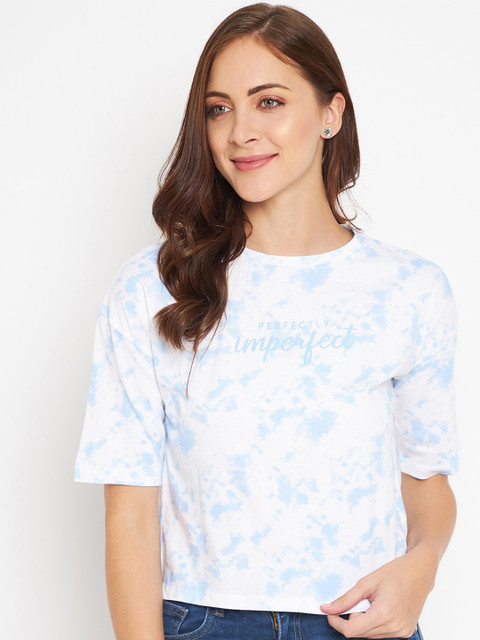 

Madame Women Blue & White Dyed Crop Top