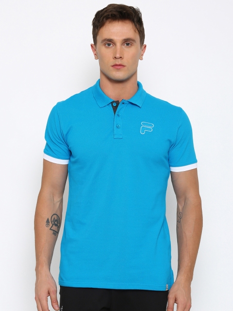 

FILA Men Blue Solid Polo Collar T-Shirt