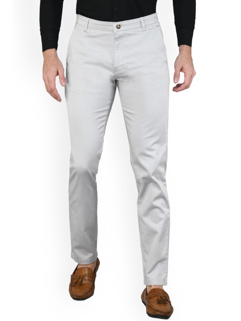 

Sam and Jack Men Grey Smart Slim Fit Cotton Trousers