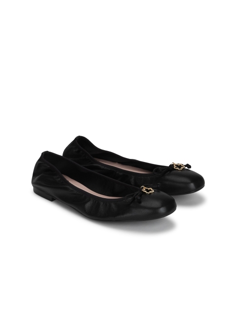 

Ted Baker Women Black Leather Ballerinas with Bows Flats