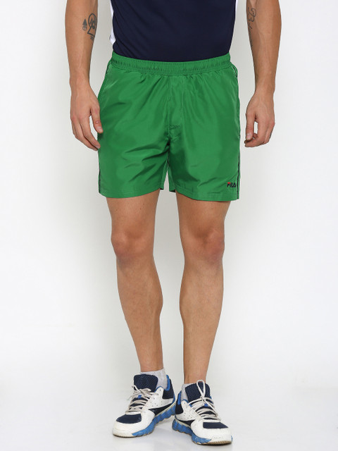 

FILA Men Green Solid Sports Shorts