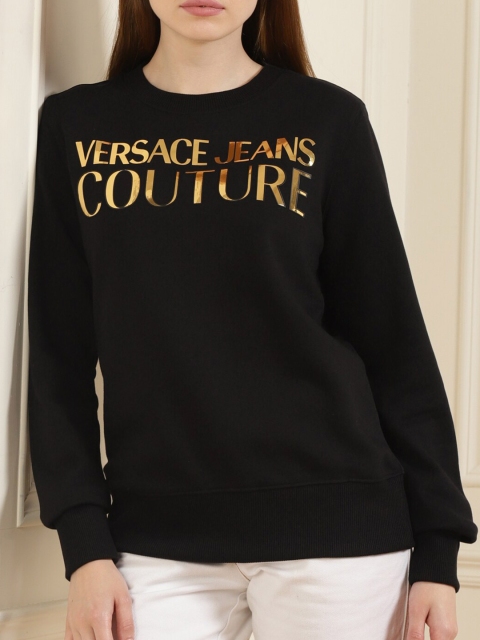 

Versace Jeans Couture Women Black Typography Printed Cotton Sweatshirt