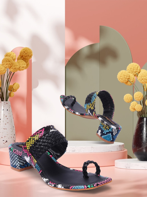 

FASHIMO Black Animal Print Block Heels