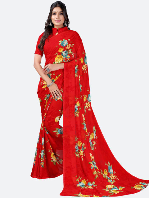 

KALINI Red & Yellow Floral Saree