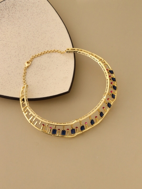

shaze Gold-Plated & Blue Brass Aureate Necklace