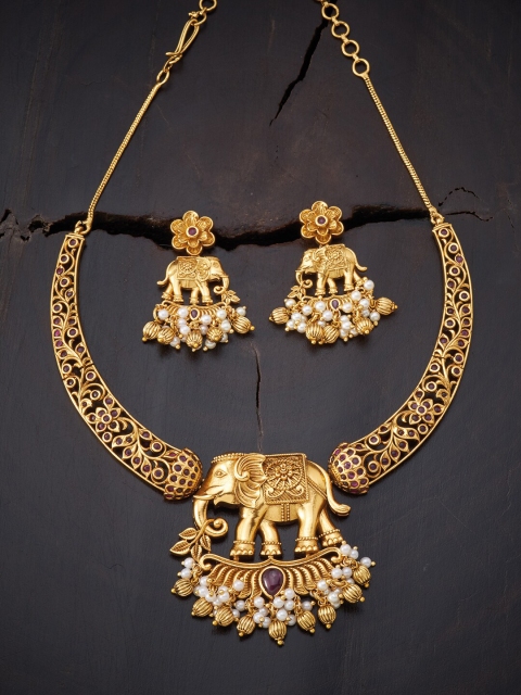 

Kushal's Fashion Jewellery Gold-Plated Antique Necklace
